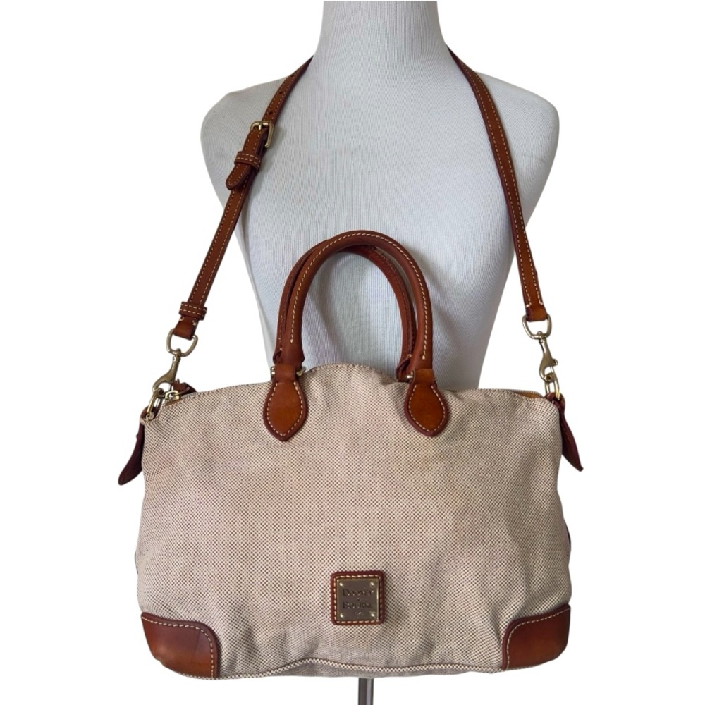Dooney & Bourke Beige and Brown Textured Tweed Crossbody Handbag